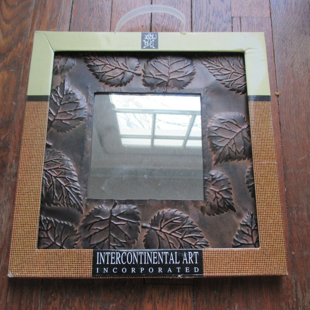 Metal Leaf Mirror 12 x 12 inches Square Bronzed Frame new in package